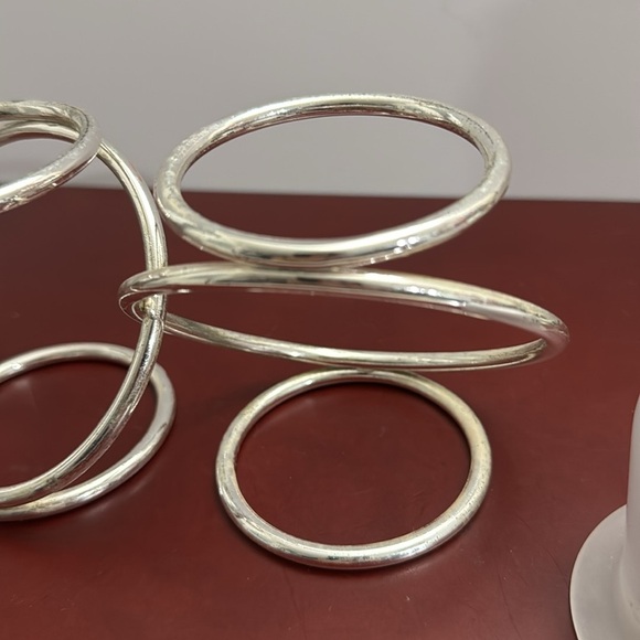 Vintage PartyLite 2 Frosted Glass candle holder silver plated metal intertwined - Picture 11 of 11